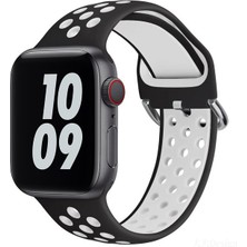 Cool Cold Apple Watch 7-6-Se-5-4-3-2 Seri (42/44/45) mm Uyumlu Ipeksi Yumuşak Spor Delikli Silikon Kordon