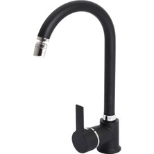 Elmina Armatür Siyah Krom Oynar Uçlu Lüx Mutfak Musluğu Bataryası Çeşmesi