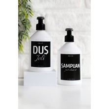 Lalezen Beyaz Plastik Şampuan ve Dusjeli Siyah Etiketli Set