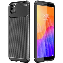 Apsuwa  Huawei Y5P Karbon Görünüm Negro Silikon Kılıf + Ekran Koruyucu Nano