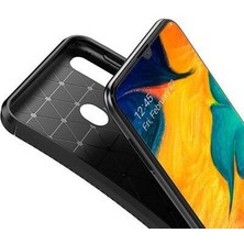 Apsuwa  Apsuwa Samsung Galaxy A30 Karbon Görünüm Negro Silikon Kılıf + Ekran Koruyucu Nano