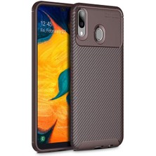 Apsuwa  Apsuwa Samsung Galaxy A30 Karbon Görünüm Negro Silikon Kılıf + Ekran Koruyucu Nano