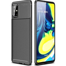 Apsuwa  Apsuwa Samsung Galaxy A51 Karbon Görünüm Negro Silikon Kılıf + Ekran Koruyucu Nano