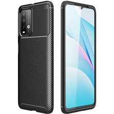 Apsuwa Xiaomi Redmi 9t Kılıf Negro Silikon Karbon Desen + Ekran Koruyucu Nano