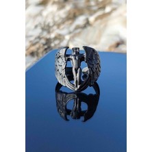 Trend Collection Siyah Kanatlı Melek Ayarlanabilir Unisex Yüzük