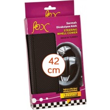 Fox Dikmeli Noktalı 42 cm Siyah Direksiyon Kılıfı