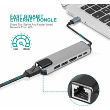 Xinh 6-In-1 Usb-C Hub Çok Bağlantı Noktası Adaptörü USB Tipi C Hub Adaptörü Dock 4 K HDMI RJ45 Ethernet Lan USB Şarj R60 ile