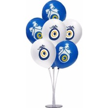 Best Parti Balon Standı ve Nazar Boncuğu Baskılı Beyaz-Mavi Sünnet Parti Balonu
