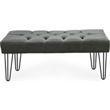 WestFace Antibakteriyel Silinebilir Kapitone Kumaş Bench Ayakucu Antre Puf Demir Ayak Antrasit