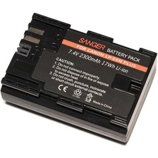 Sanger Canon 60DA 80D XC10 XC15 Için Sanger LP-E6N Plus Yüksek Kapasiteli Batarya