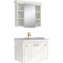 Kale Arte+ 80 cm Set (Lavabo+Lavabo Dolabı+Ayna) Parlak Beyaz (Altın)