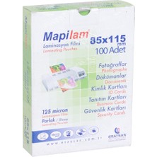 Mapi Laminasyon Filmi 85X115 mm 125 Micron 100 Lü Parlak Fonksiyonel Pouch