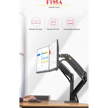 North Bayou Nb F195A Çift Kol Amortisörlü Monitör Tutucu Stand 22-32"