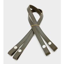 Angel Çanta Aksesuar Çift Kat Dikişli Suni Deri Haki Çıtçıtlı Çanta Sapı Gümüş Metalli