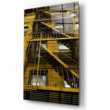 Insigne Sarı Merdivenler Cam Tablo - 72X46 cm