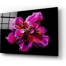 Insigne Mor Çiçek Cam Tablo - 72X46 cm