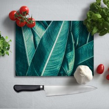 Insigne Tropik Yaprak Uv Baskılı Cam Kesme Tablası 35X25 cm