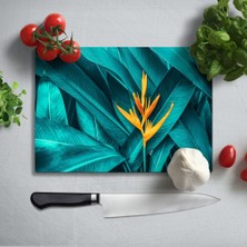 Insigne Tropik Yaprak Uv Baskılı Cam Kesme Tablası 35X25 cm