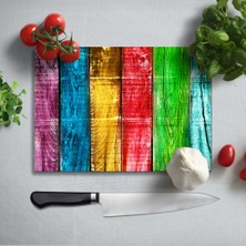 Insigne Renkli Tahtalar Uv Baskılı Cam Kesme Tablası 35X25 cm