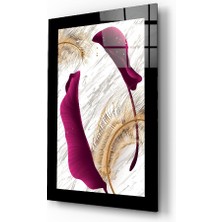 Insigne Ahenkli Mor Yaprak Cam Tablo - 110X70 cm