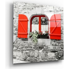 Insigne Kırmızı Pencere Cam Tablo - 60X60 cm