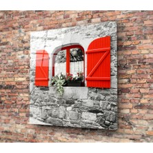 Insigne Kırmızı Pencere Cam Tablo - 60X60 cm