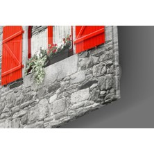 Insigne Kırmızı Pencere Cam Tablo - 60X60 cm