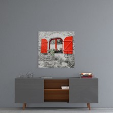 Insigne Kırmızı Pencere Cam Tablo - 60X60 cm