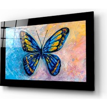 Insigne Rengarenk Kelebek Cam Tablo - 72X46 cm