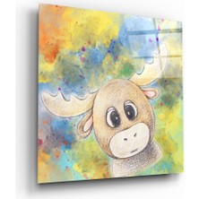 Insigne Sevimli Geyik Cam Tablo - 40X40 cm