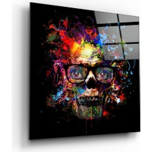 Insigne Renkli Kurukafa Cam Tablo - 40X40 cm