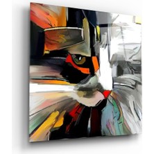 Insigne Soyut Kedi Cam Tablo - 60X60 cm