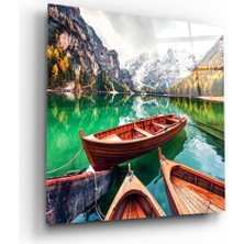 Insigne Göl ve Dağ Manzara Cam Tablo - 60X60 cm