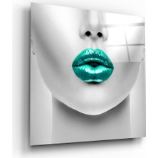 Insigne Zümrüt Dudaklar Cam Tablo - 40X40 cm