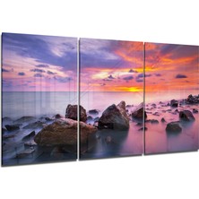 Insigne Kızıl Günbatımı Mega Cam Tablo - 3 Adet 72X46 cm