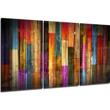 Insigne Renkli Tahtalar Cam Tablo - 3 Adet 72X46 cm