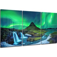 Insigne Kuzey Işıklar - Aurora Cam Tablo - 3 Adet 72X46 cm