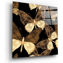 Insigne Kelebekler Cam Tablo - 40X40 cm