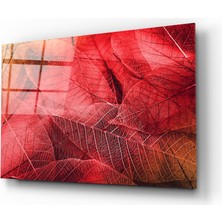 Insigne Makro Kırmızı Yaprak Cam Tablo - 72X46 cm