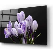 Insigne Mor Çiçekler Cam Tablo - 72X46 cm