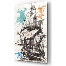 Insigne Gemi Ilüstrasyon Cam Tablo - 72X46 cm