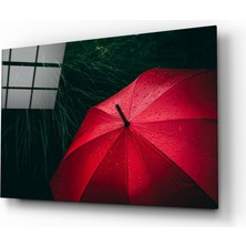 Insigne Kırmızı Şemsiye Cam Tablo - 72X46 cm