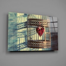 Insigne Kafesteki Kalp Cam Tablo - 72X46 cm