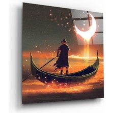 Insigne Ayın Kızılı Cam Tablo - 40X40 cm