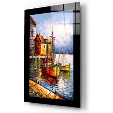 Insigne Balıkçı Kasabası Cam Tablo - 72X46 cm