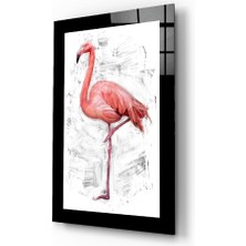 Insigne Yalnız Flamingo Cam Tablo - 72X46 cm