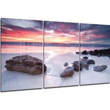 Insigne Sahildeki Taşlar Cam Tablo - 3 Adet 72X46 cm