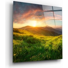Insigne Dağ Manzara Cam Tablo - 60X60 cm