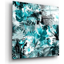 Insigne Tropik Yapraklar Cam Tablo - 60X60 cm