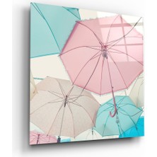 Insigne Renkli Şemsiyeler Cam Tablo - 60X60 cm